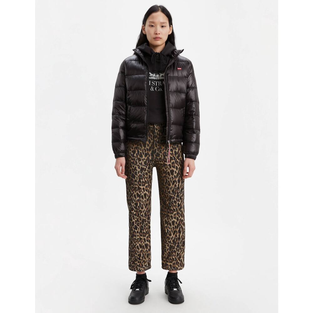 Levi's Premium Ribcage Straight Leg Corduroy Leopard Print Pants Women's Size 25
